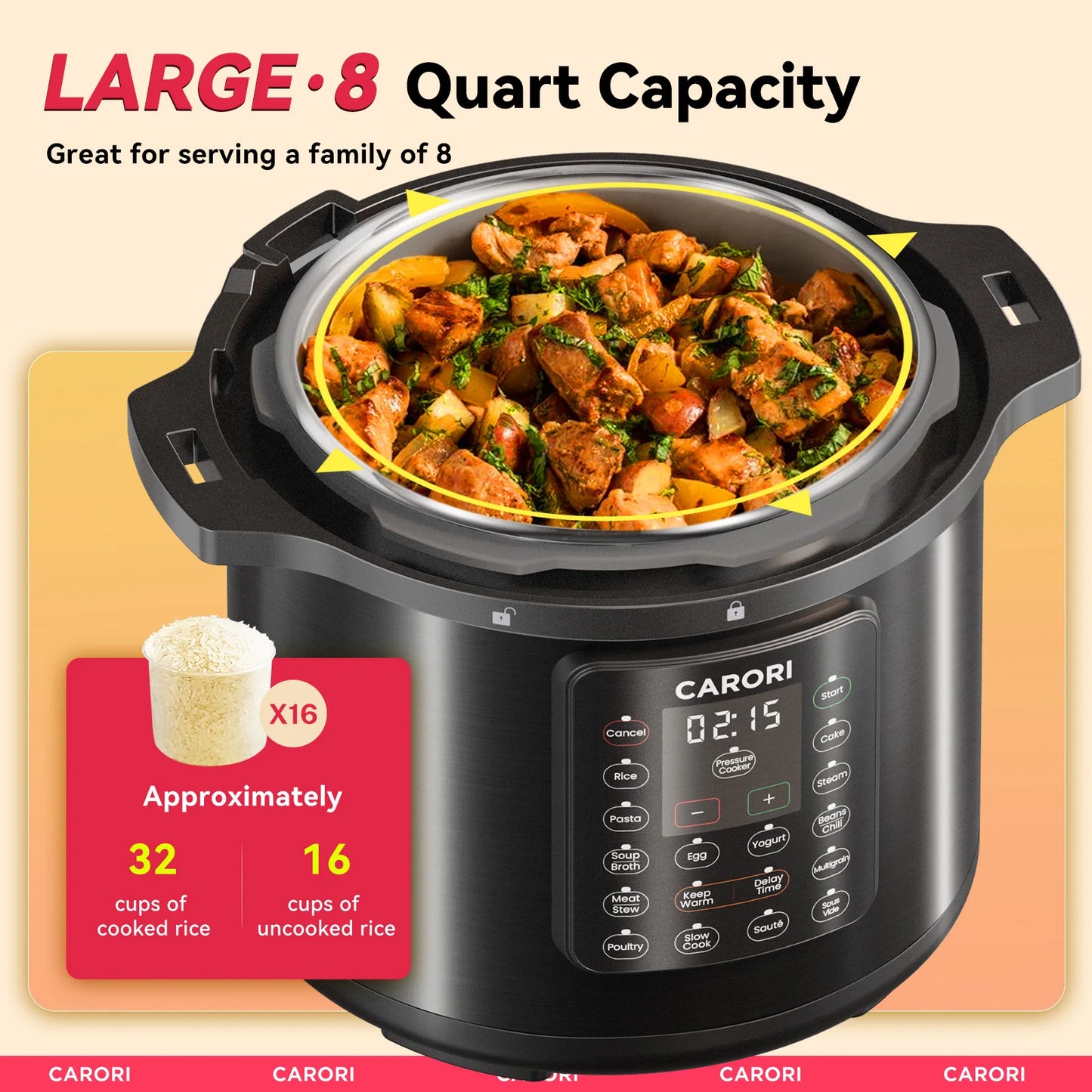 Electric Pressure 8Qt, Stainless Steel Pressure Cooker