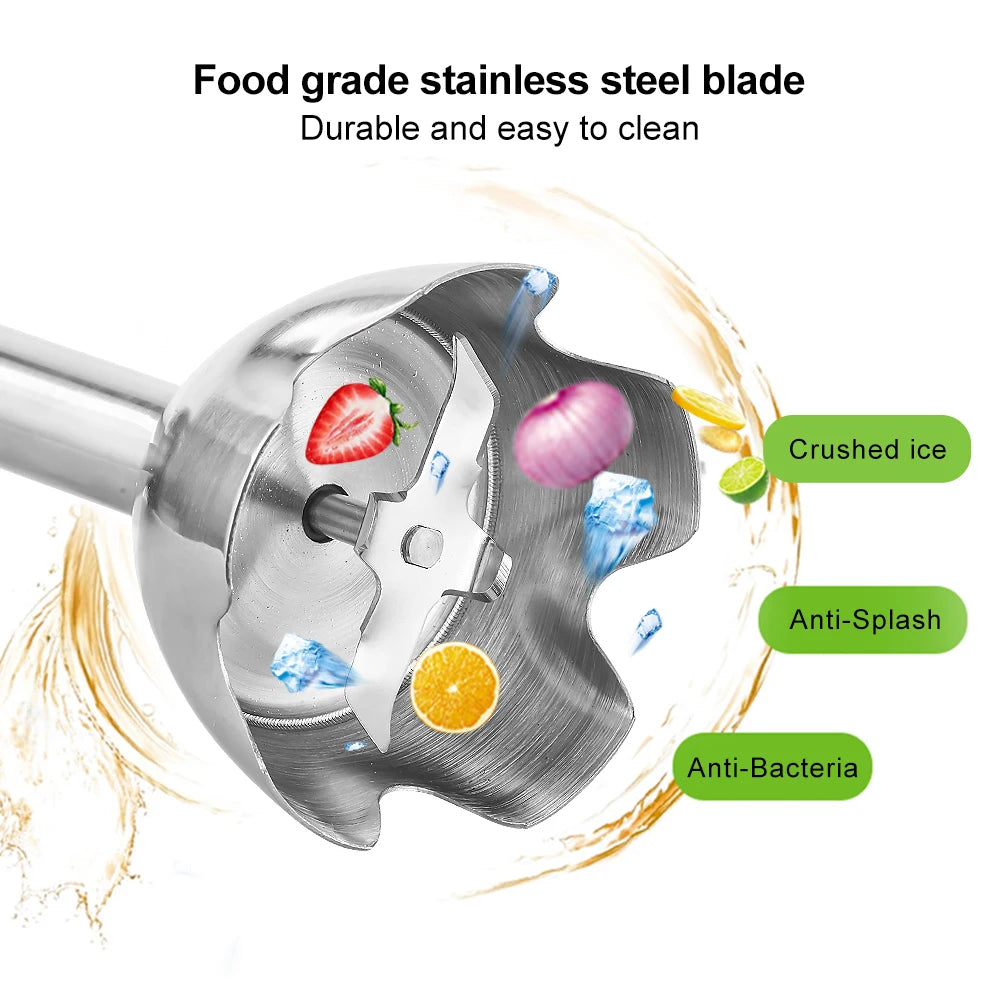 Stainless Steel Immersion Hand Stick Blender and Smoothie Cup