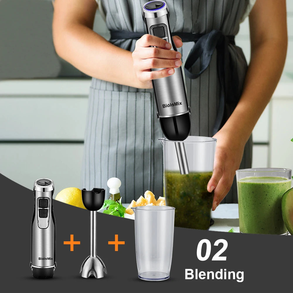 Stainless Steel Immersion Hand Stick Blender and Smoothie Cup