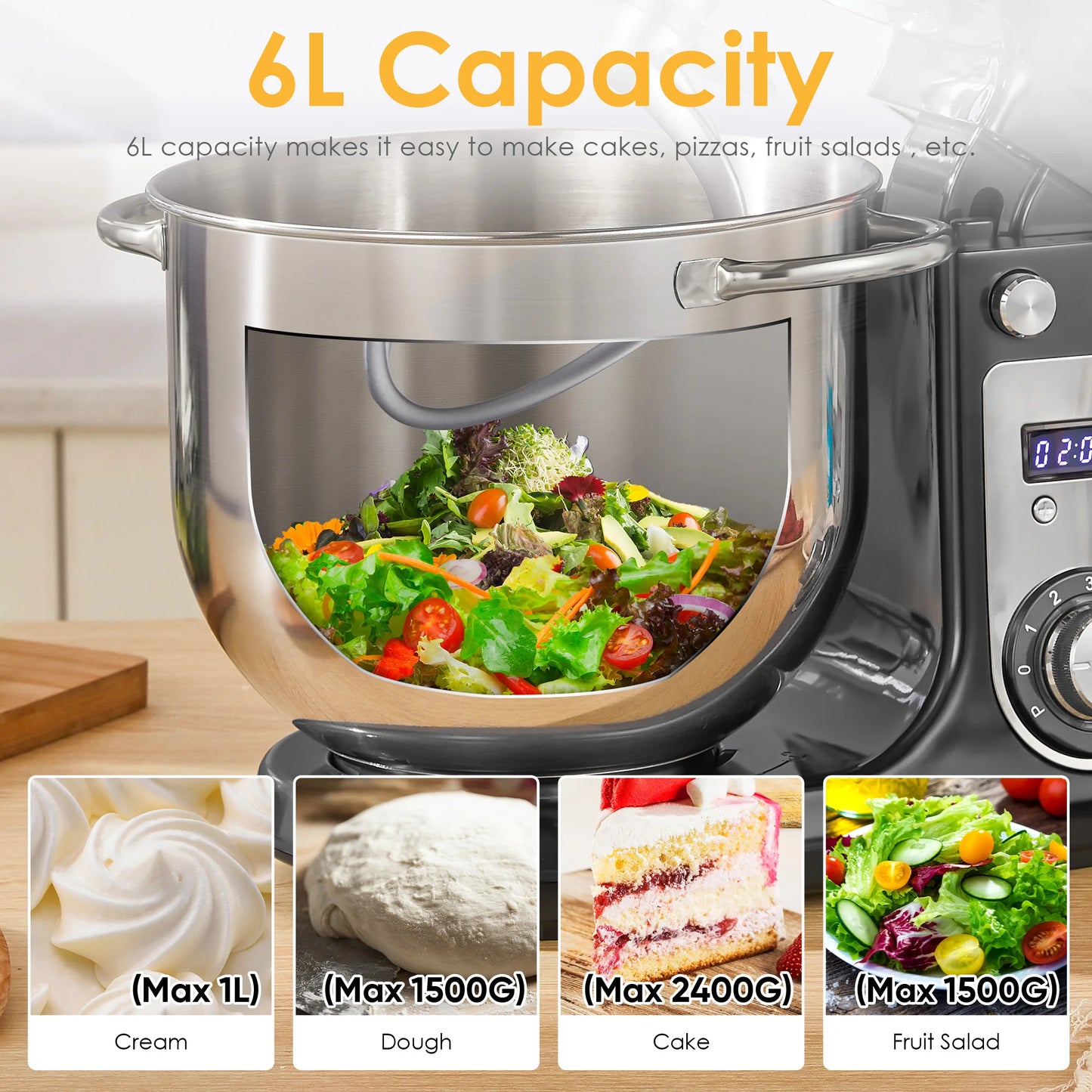 Kitchen Stand Mixer/Dough Kneader, 6-Speed