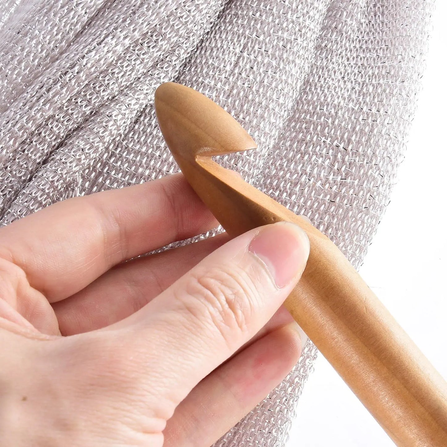 15-Piece Wooden Bamboo Crochet Hooks Set