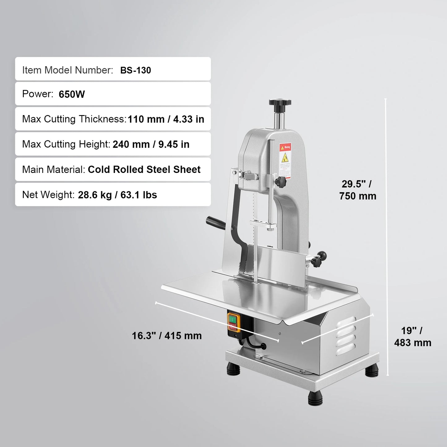 Commercial Stainless Steel Countertop Electric Meat Bandsaw