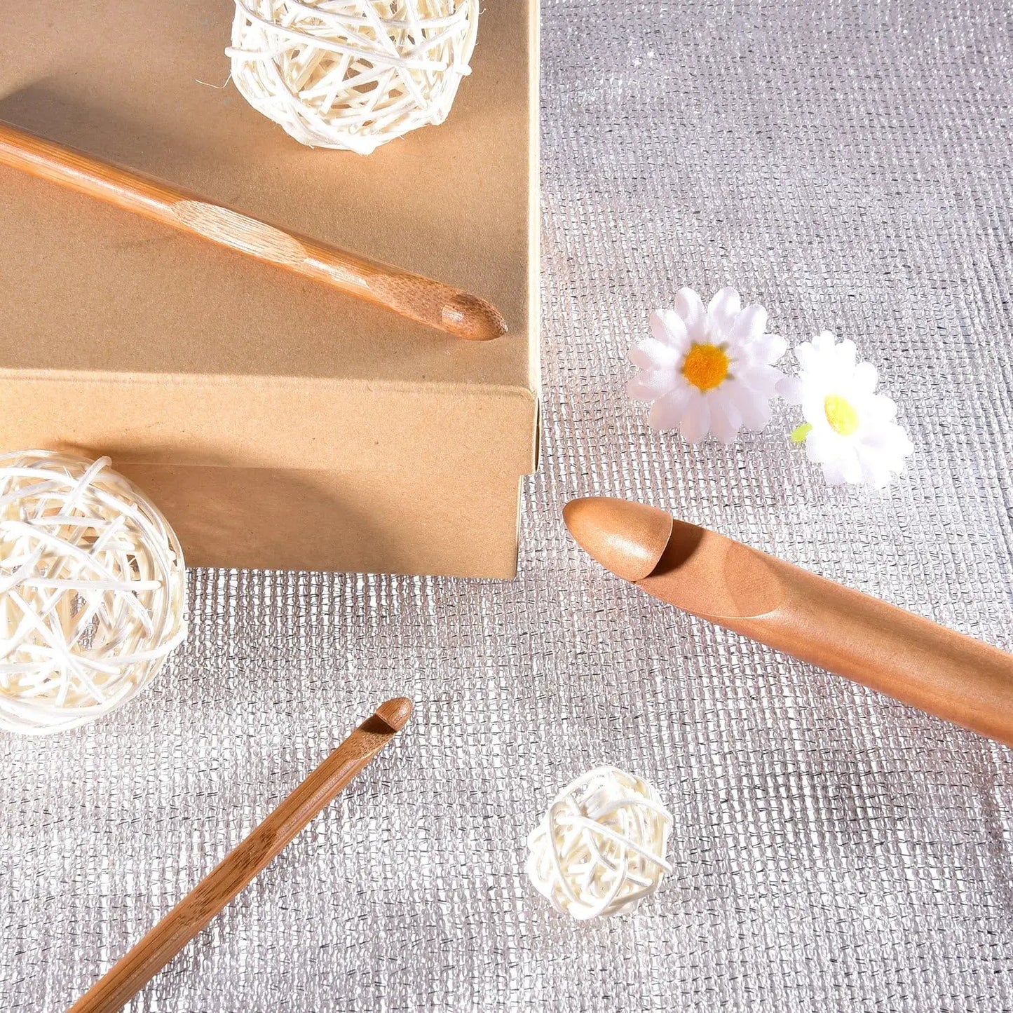 15-Piece Wooden Bamboo Crochet Hooks Set