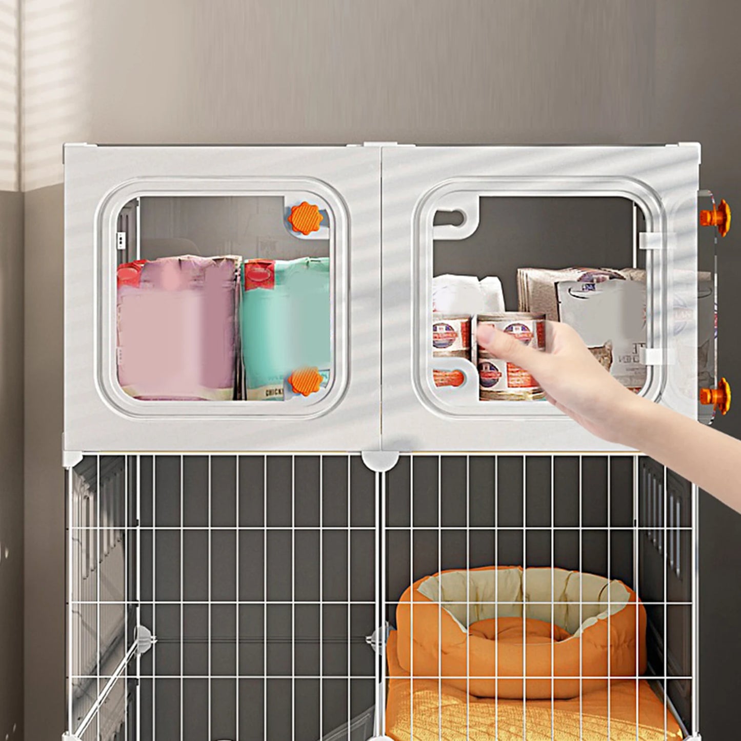 Indoor Cat Cage with Bed, Hammock, Litter Box