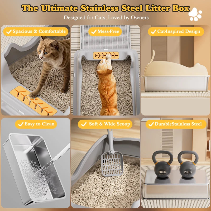 Stainless Steel Cat Litter Box With Lid