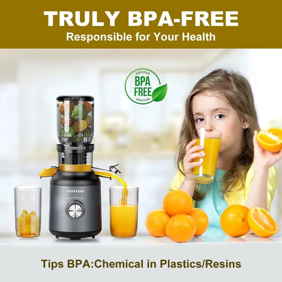 Cold press juicer for whole fruits and vegetables