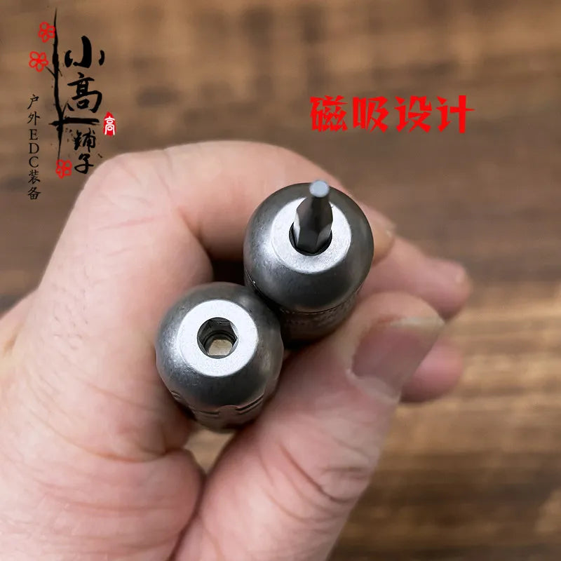 Titanium Mini Multifunctional Pocket Tool with Bit Storage