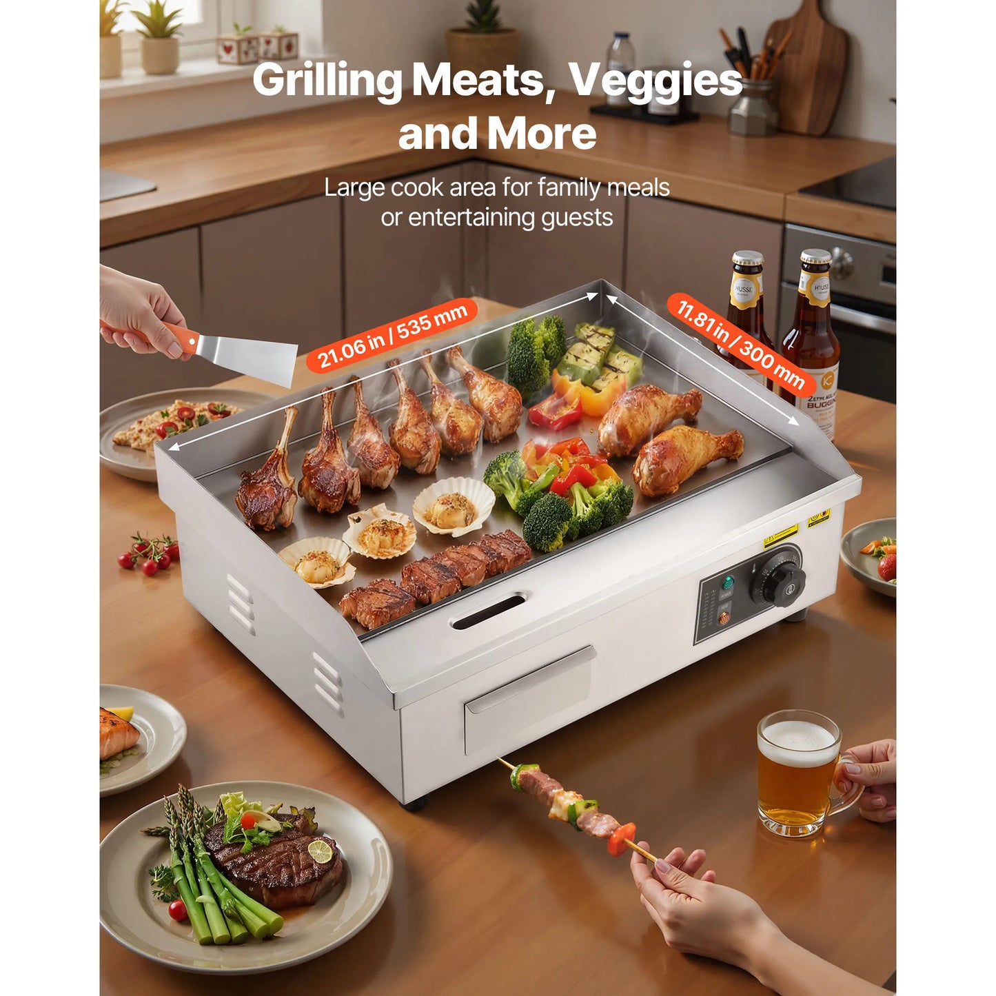Commercial Electric Stainless Steel Countertop Flat Top Grill