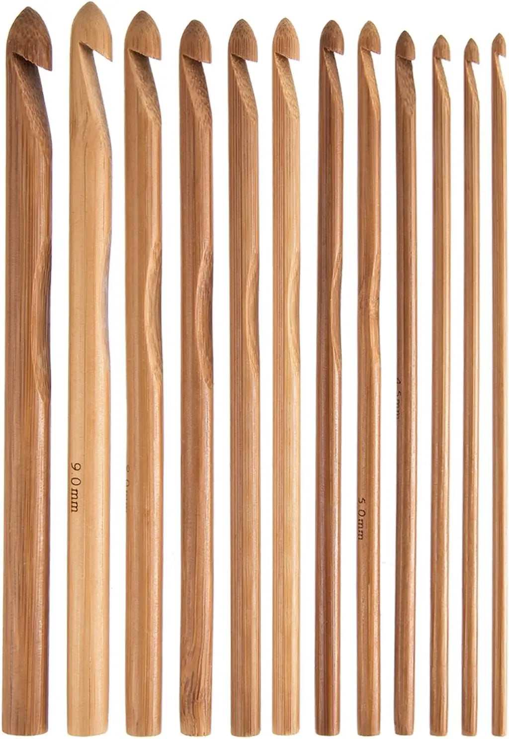 15-Piece Wooden Bamboo Crochet Hooks Set