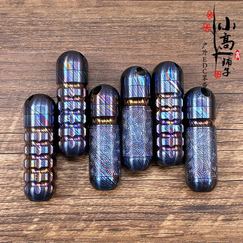 Titanium Mini Multifunctional Pocket Tool with Bit Storage