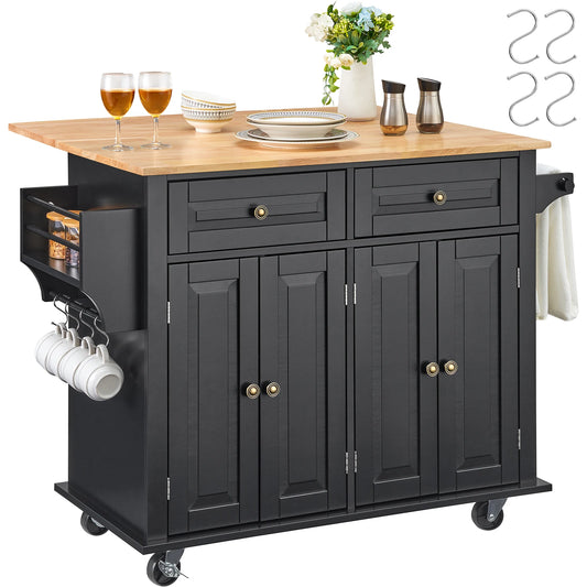Rolling Kitchen Island Cart with Storage Cabinet