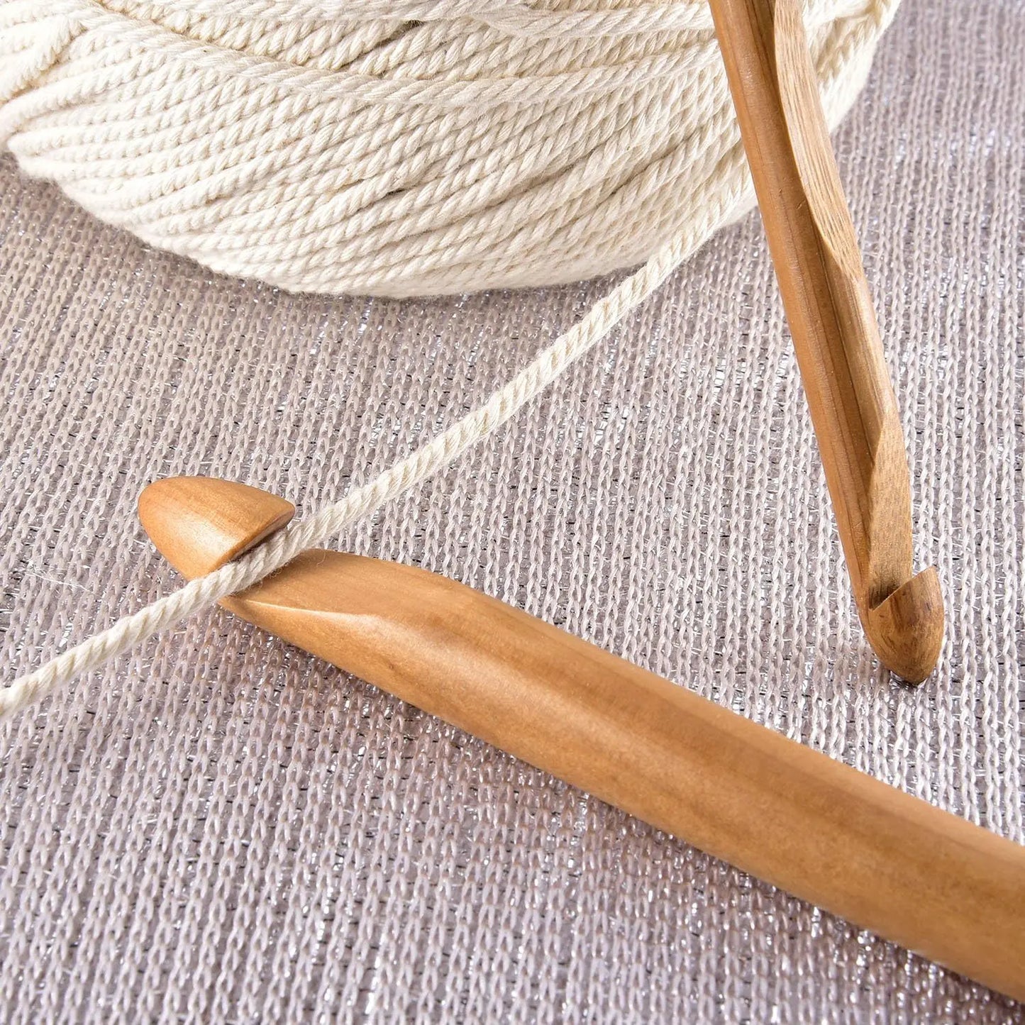 15-Piece Wooden Bamboo Crochet Hooks Set