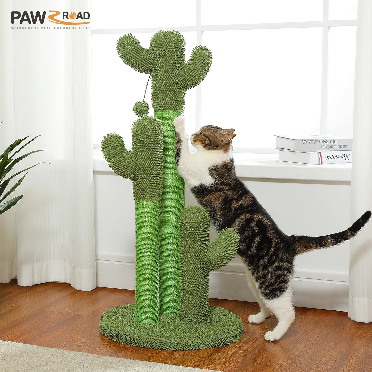 Cactus Cat Tree with Hammock, Scratching Post, Cat Toys