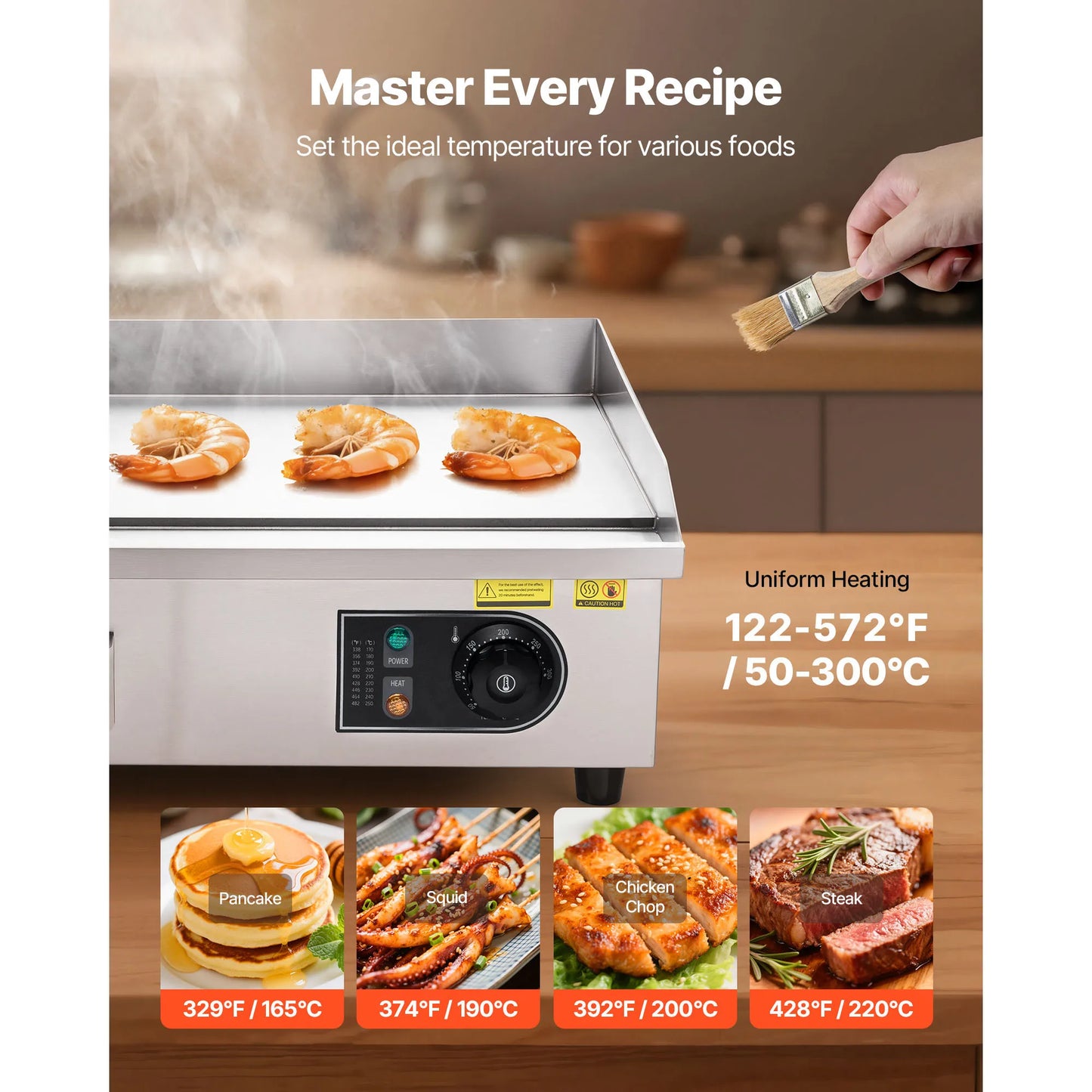 Commercial Electric Stainless Steel Countertop Flat Top Grill