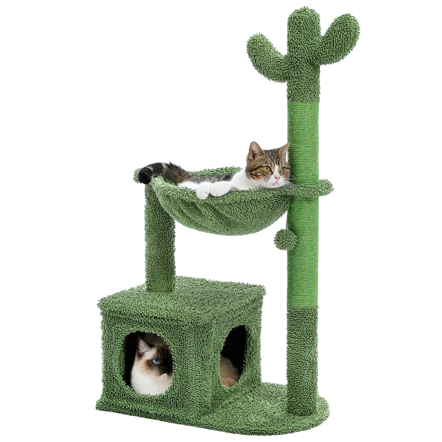 Cactus Cat Tree with Hammock, Scratching Post, Cat Toys