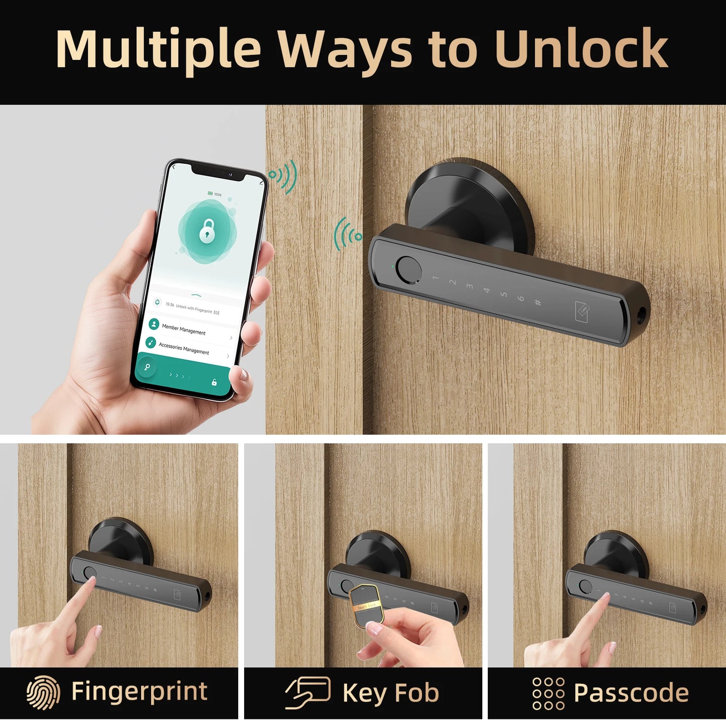 Smart Fingerprint Lock Control Passcode Touchscreen
