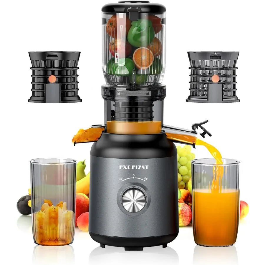 Cold press juicer for whole fruits and vegetables