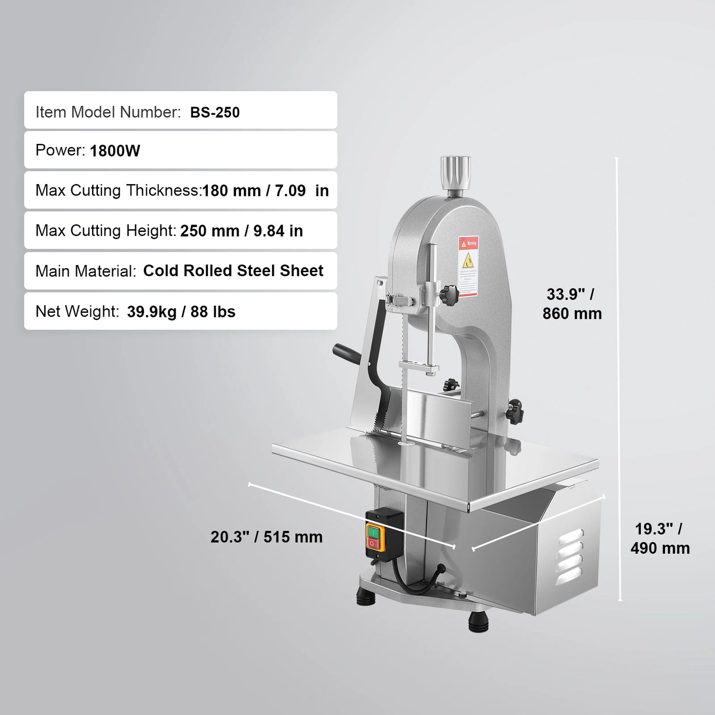 Commercial Stainless Steel Countertop Electric Meat Bandsaw