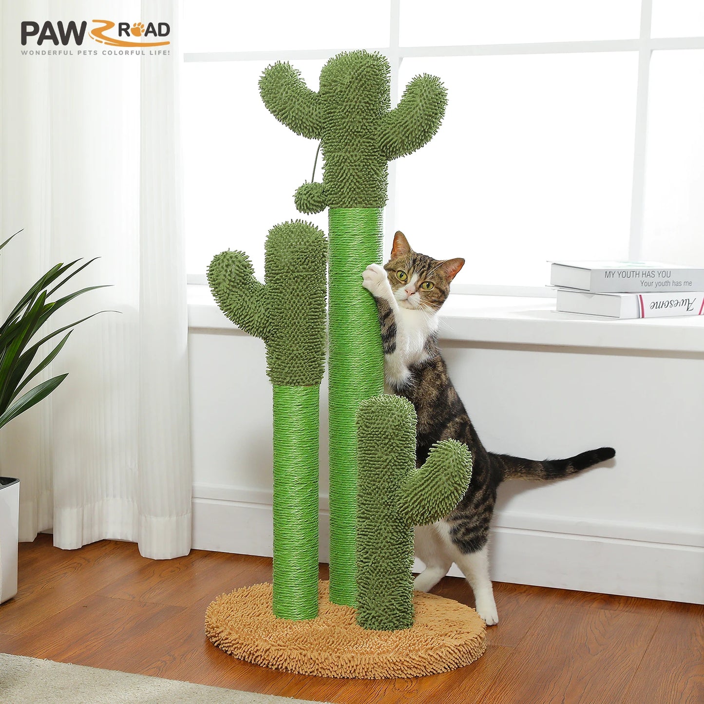 Cactus Cat Tree with Hammock, Scratching Post, Cat Toys